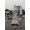 Large White Marble Mary With Angel Statues